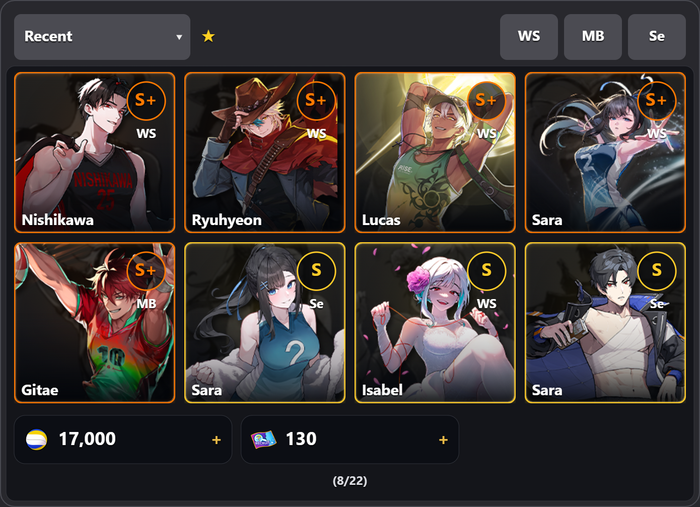 Nishi Black + Sara + Ryu Skin + Lucas skin + Gitae + 17k ball ( full skin sự kiện nishi )